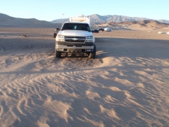 the dunes that formed in camp overnight after the crazy winds